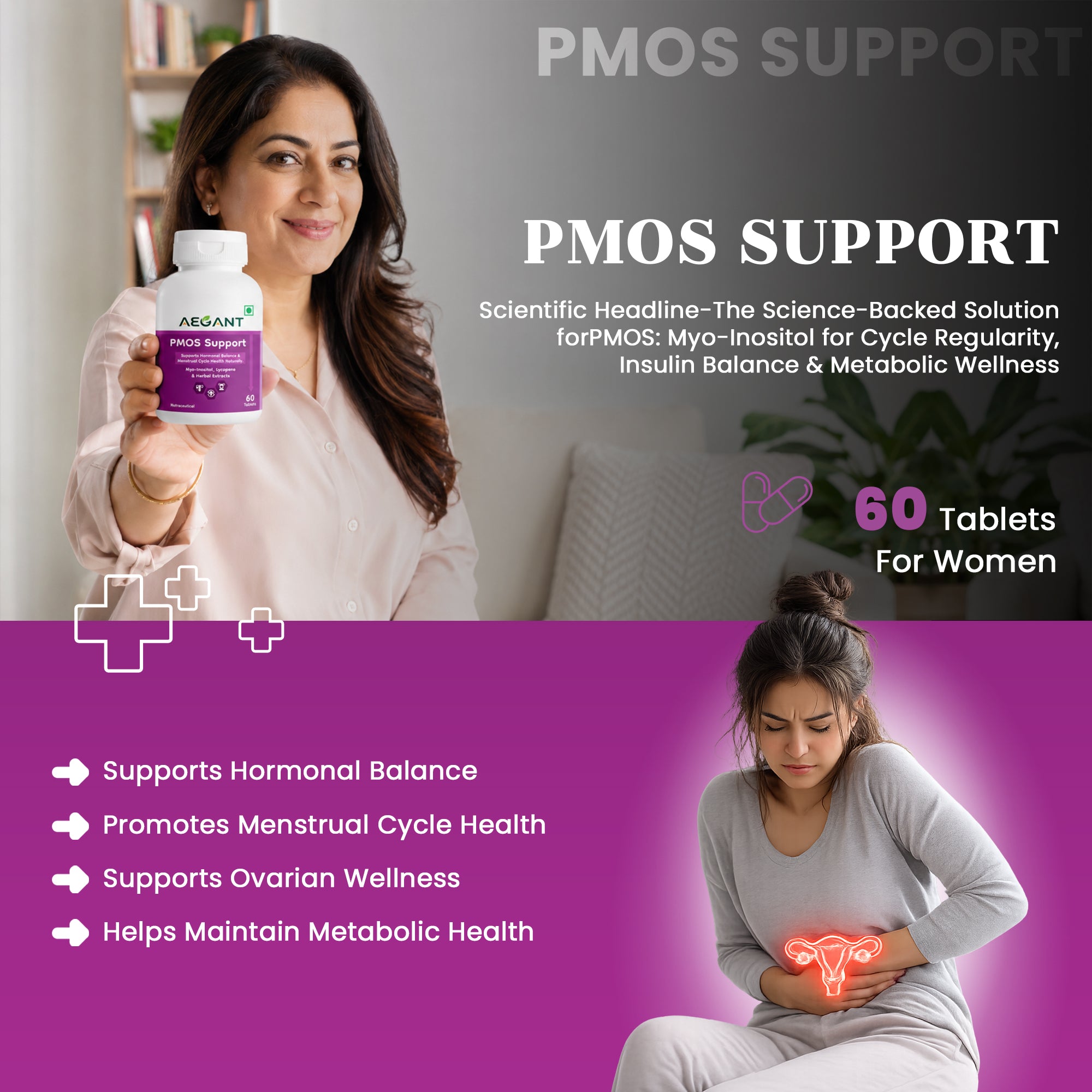 PMOS Support Capsules - Hormonal Balance • Ovarian Health • Women's Wellness