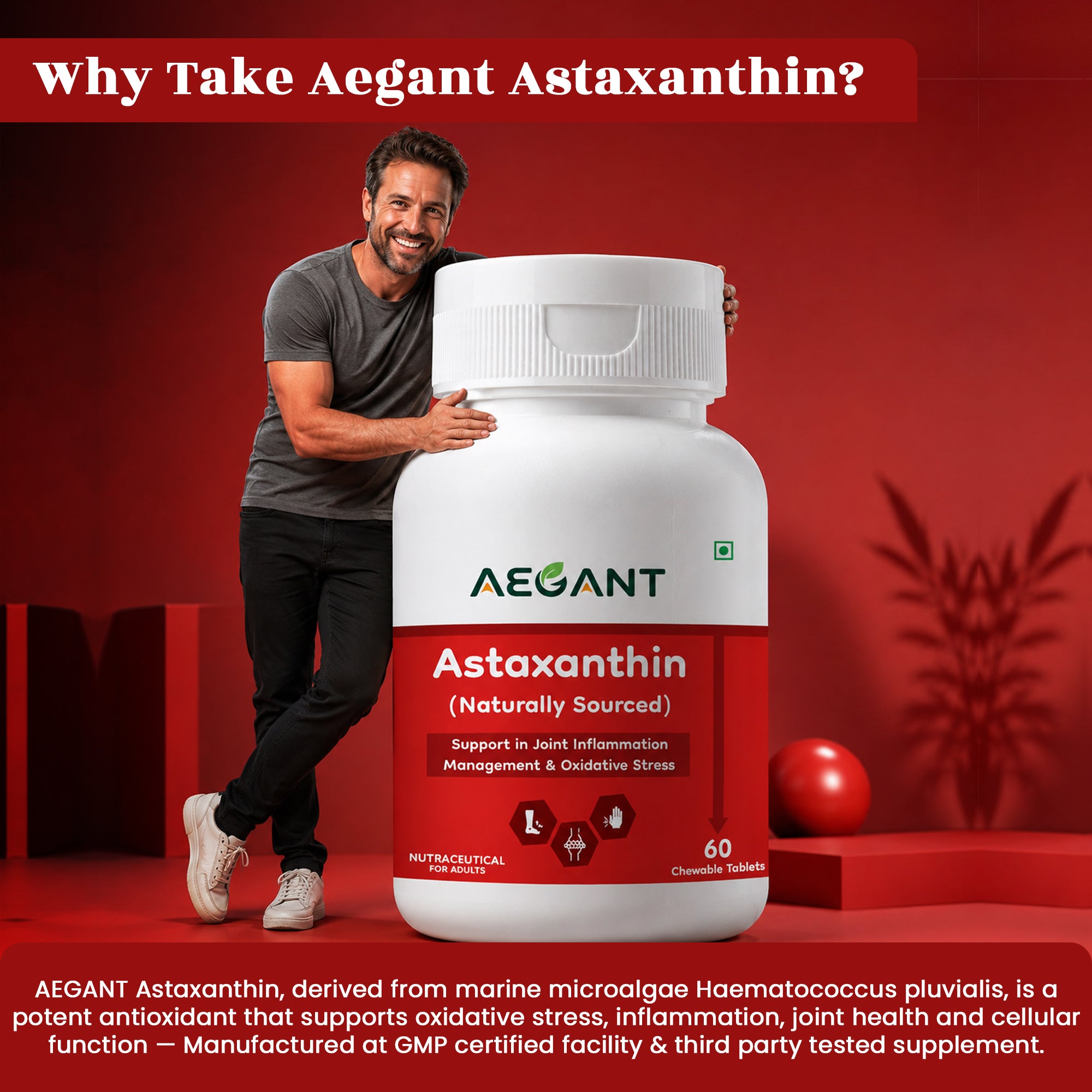 Astaxanthin Chewable Tablets – Joint Comfort • Powerful Antioxidant Defence • Skin & Eye Health