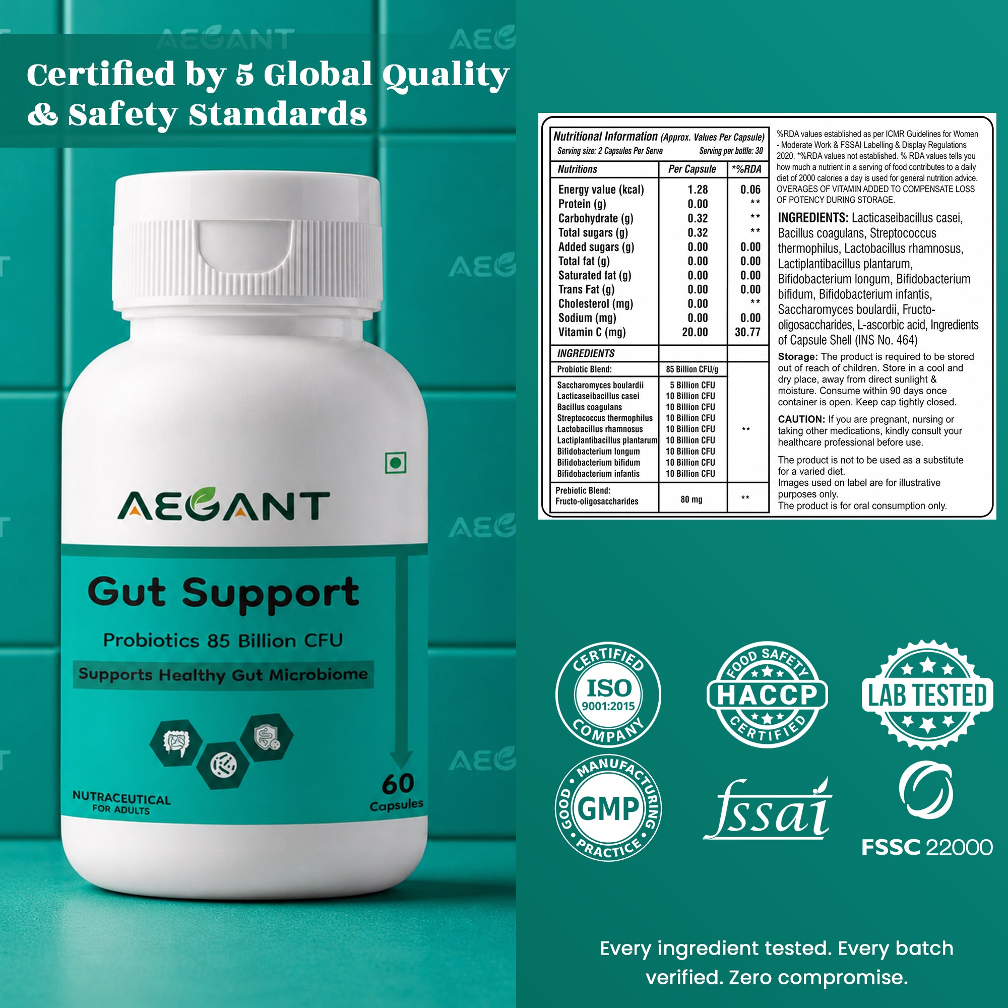 Gut Support Capsules - Advanced Probiotics 85 Billion CFU • Digestive Health • Immunity Support