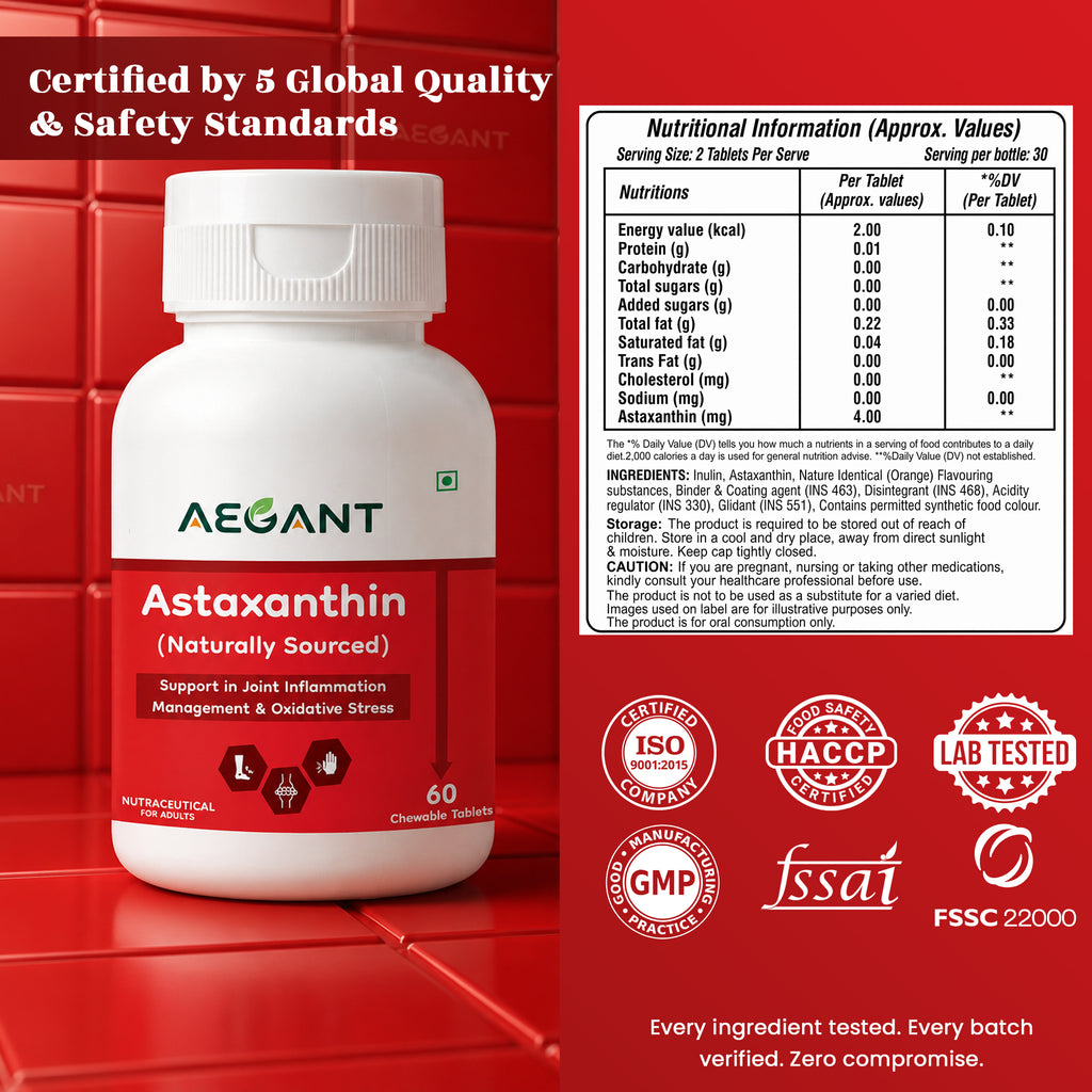 Astaxanthin Chewable Tablets – Joint Comfort • Powerful Antioxidant Defence • Skin & Eye Health