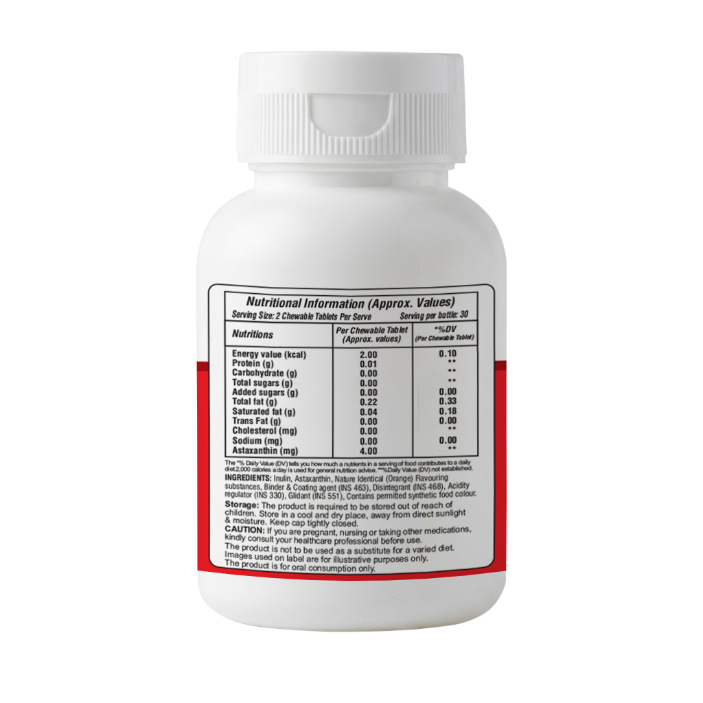 Astaxanthin Chewable Tablets – Joint Comfort • Powerful Antioxidant Defence • Skin & Eye Health